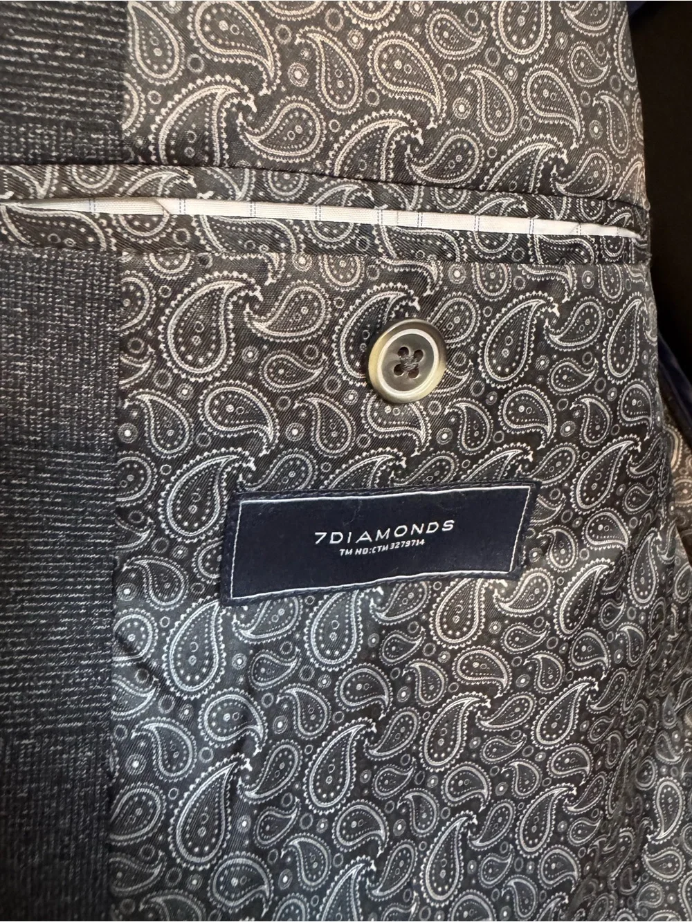 7 Diamonds Clayton Men’s Charcoal Plaid Blazer Sport Coat Large